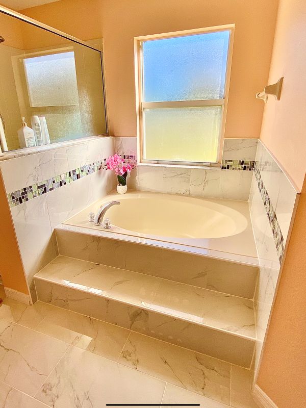Master bathroom · Tub surround & mosaic band