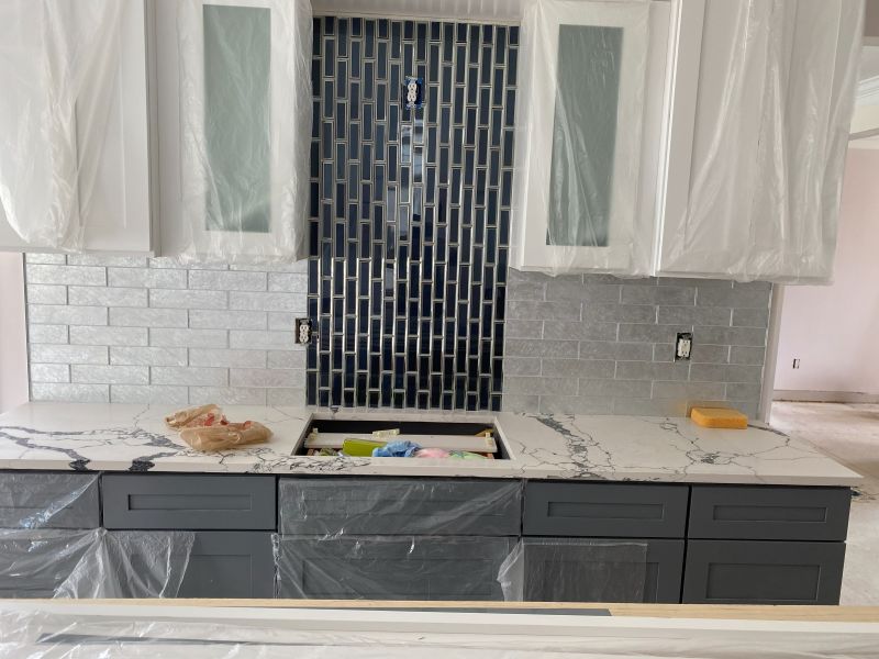 Kitchen · Feature tile wall in progress