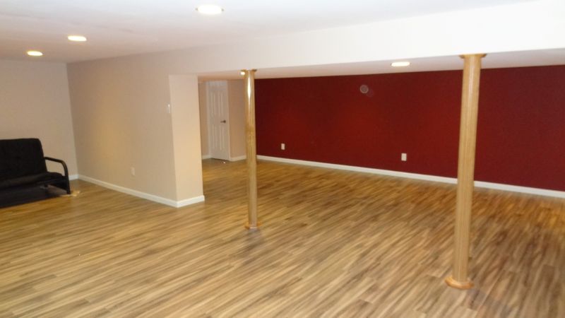 Rec room · Laminate floor & accent wall